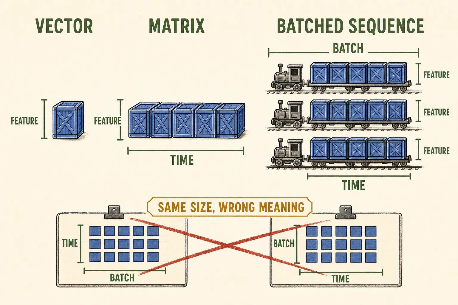 Tensor axes behave like destination labels on cargo.